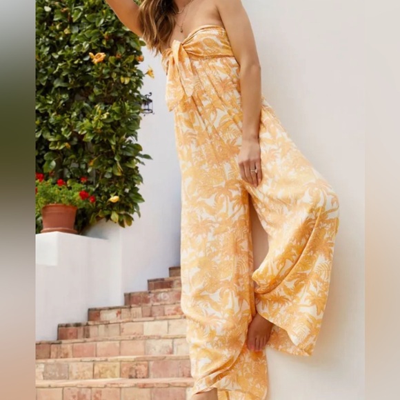 Vici - Coconut Grove Strapless Jumpsuit - Orange - XL - Picture 1 of 6